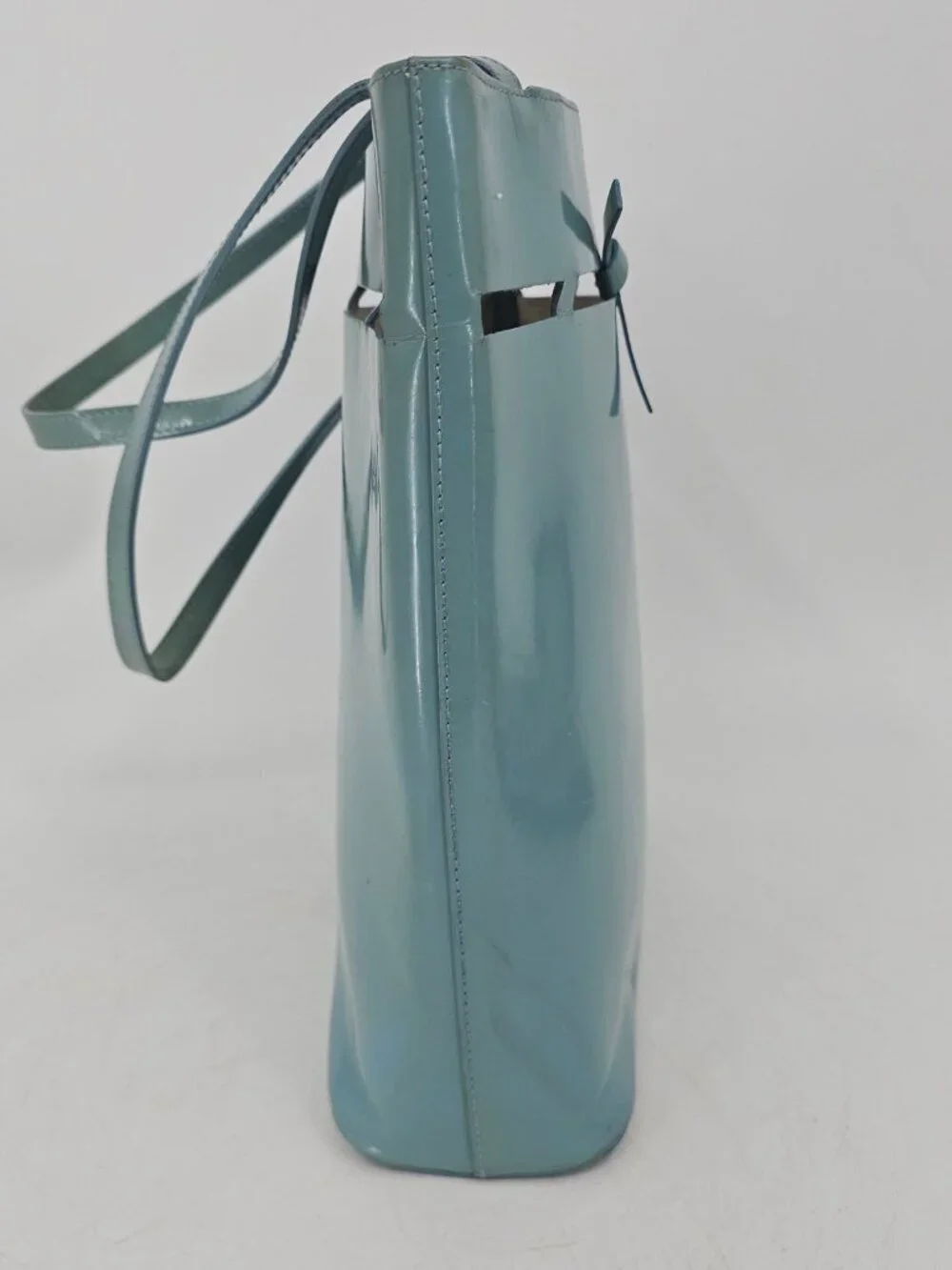 Rare Vintage Kate Spade Robinegg Blue Patent Leather Bucket Tote Bag Pastelcore